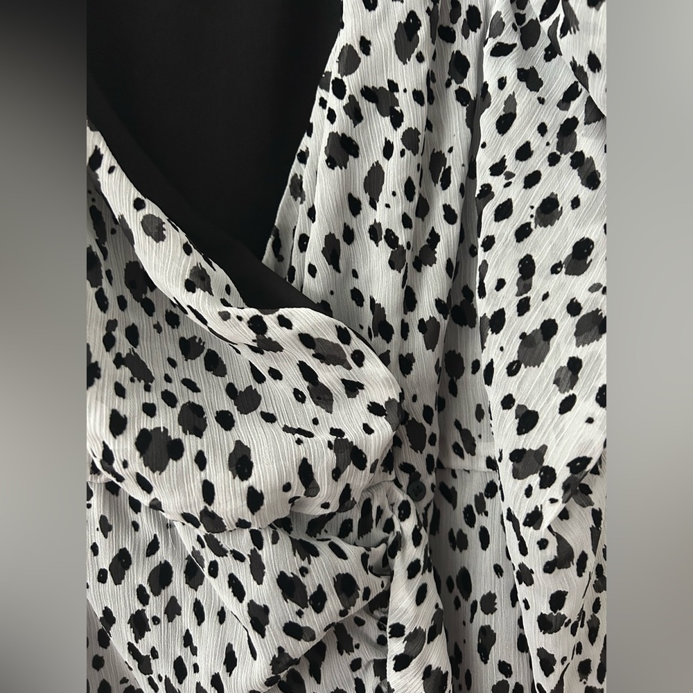 Zara Black and White Animal Print Wrap Dress - Picture 3 of 7